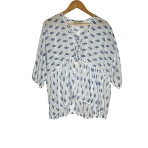 Zen Ethic Oversized Paisley Cotton Boho‎ Peasant Blouse S M L France India